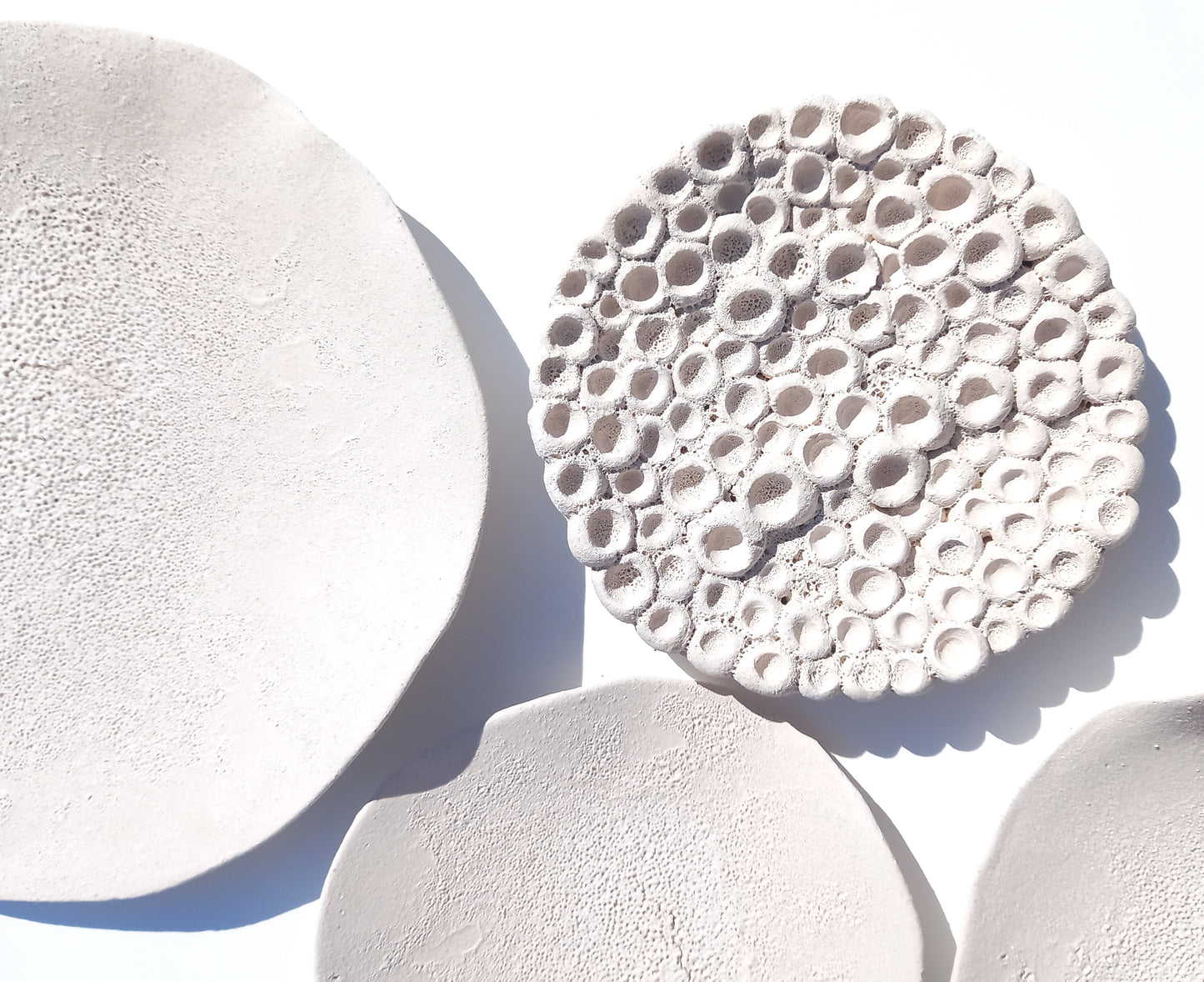 Off-White Ceramic Tiles - Wall Art Installation - Coral Inspired Minimalist Sculpture - Made to Order