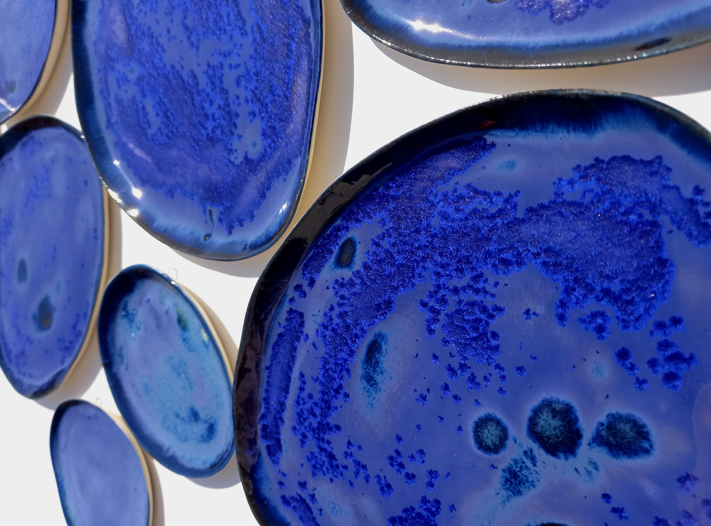 Organic Porcelain Wall Art Tiles - Deep Blue Porcelain Tiles - Made To Order