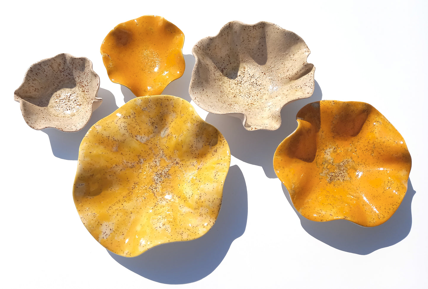 Beige & Sunset Orange Ceramic Wall Art: Art Installation Sculpture, Made to Order