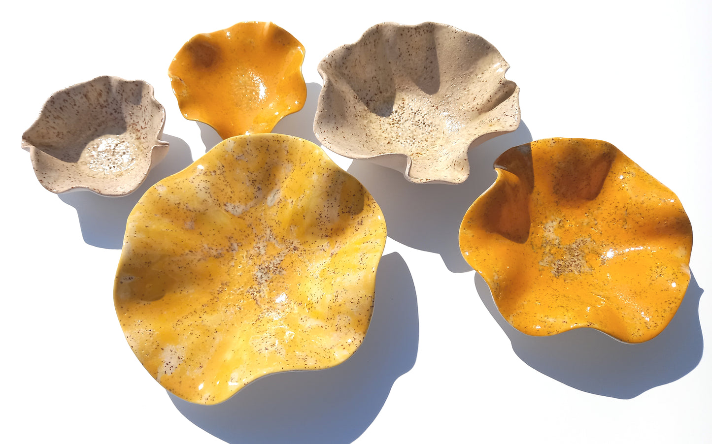 Beige & Sunset Orange Ceramic Wall Art: Art Installation Sculpture, Made to Order