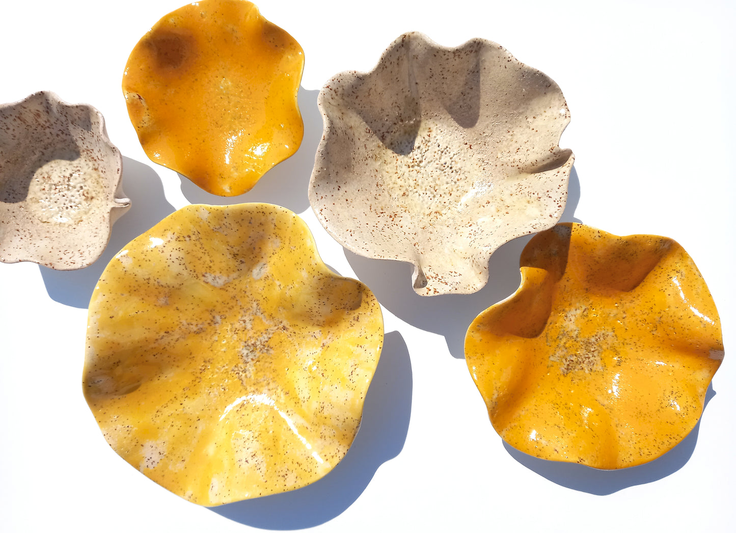 Beige & Sunset Orange Ceramic Wall Art: Art Installation Sculpture, Made to Order