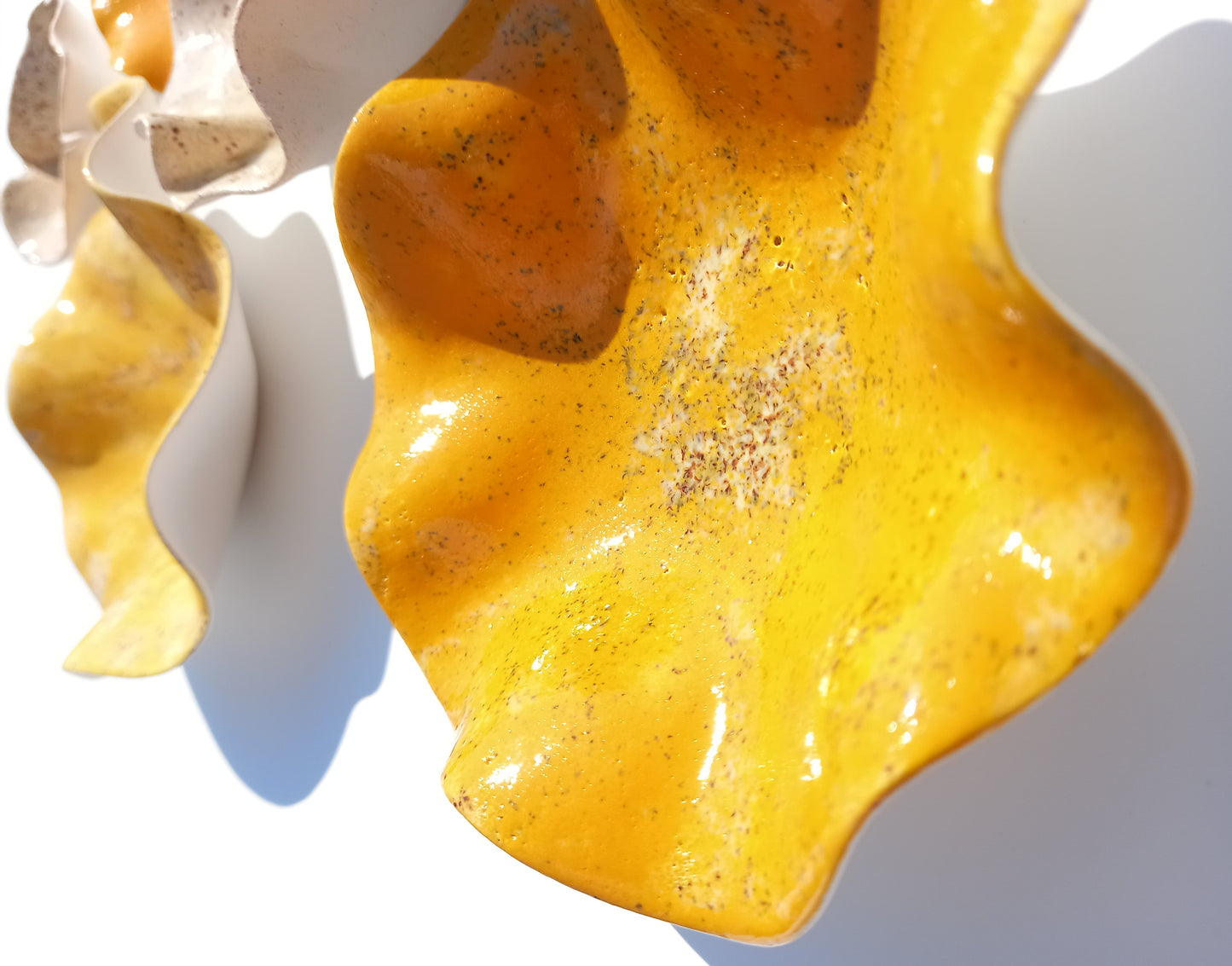 Beige & Sunset Orange Ceramic Wall Art: Art Installation Sculpture, Made to Order
