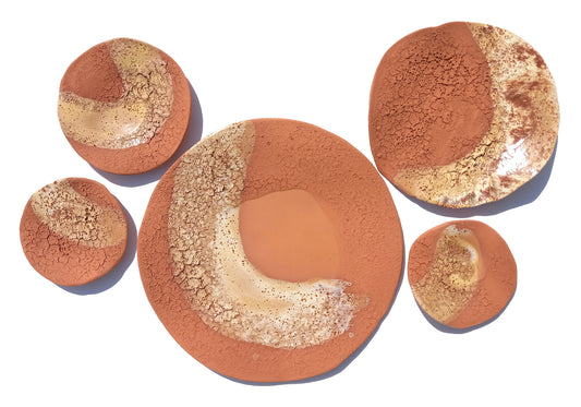 Terracotta Wall Art Tiles with accent: Handmade Desert Ceramic Sculpture, Made to Order