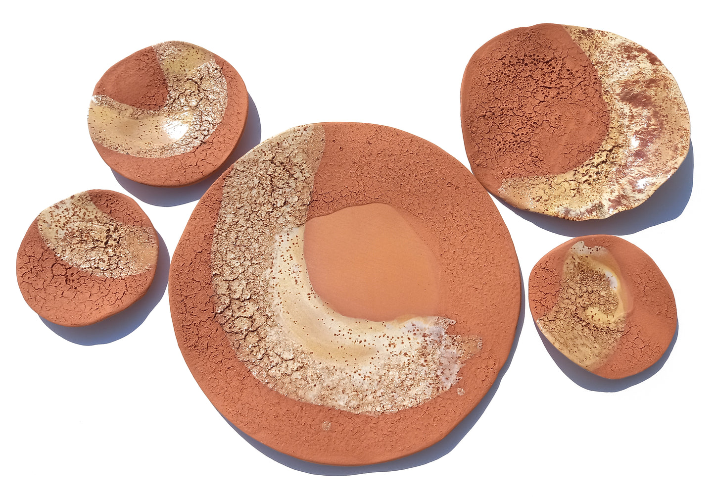 Terracotta Wall Art Tiles with accent: Handmade Desert Ceramic Sculpture, Made to Order
