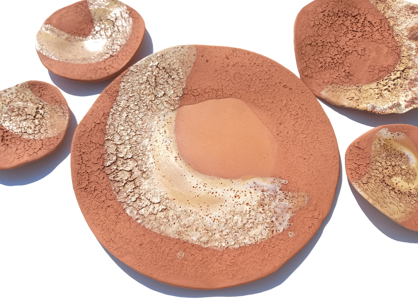 Terracotta Wall Art Tiles with accent: Handmade Desert Ceramic Sculpture, Made to Order