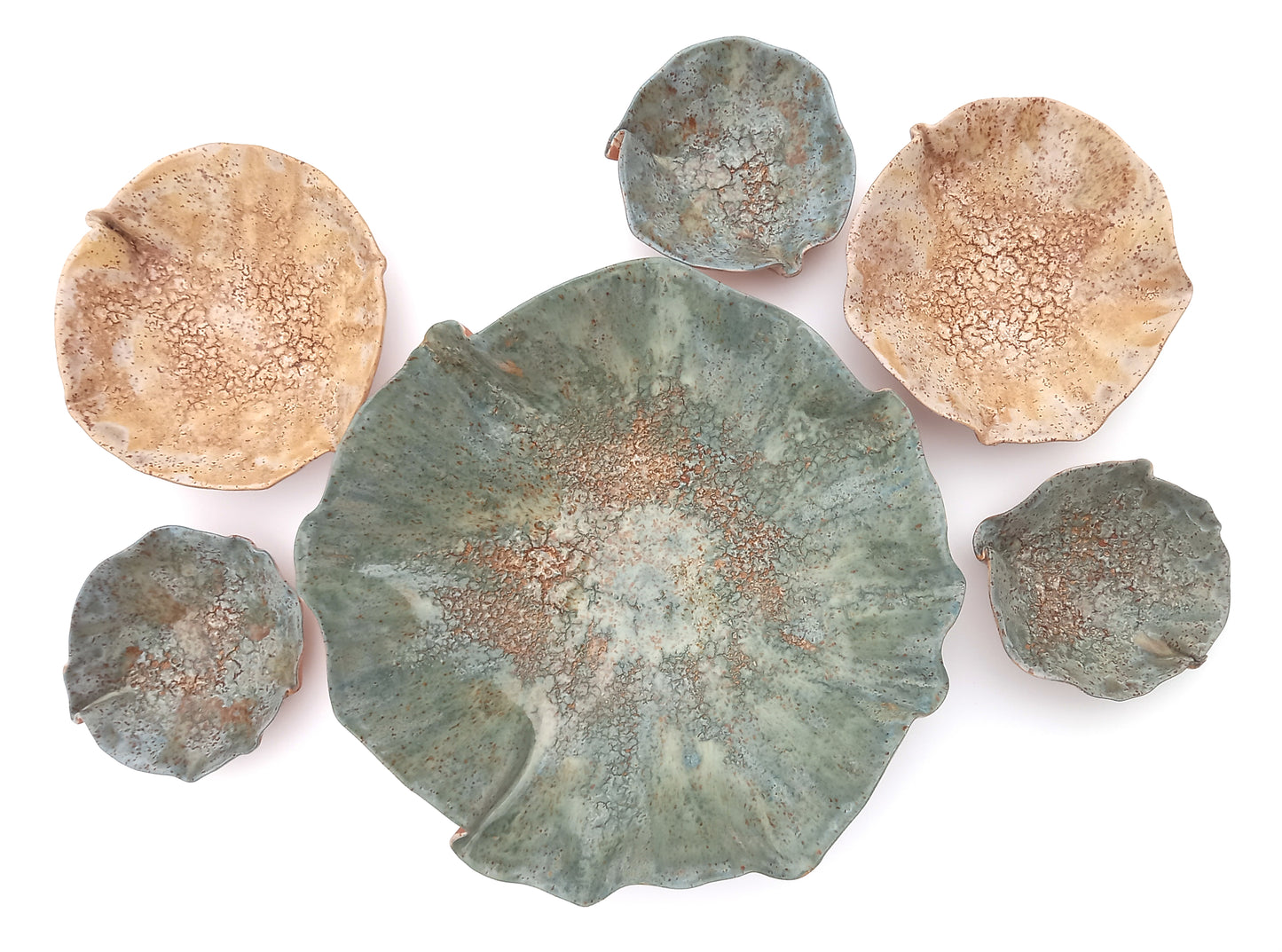 Sage Green and Beige Ceramic Wall Art - Modern Flower Sculpture - Made to Order