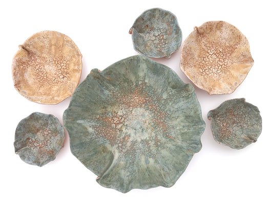 Sage Green and Beige Ceramic Wall Art - Modern Flower Sculpture - Made to Order