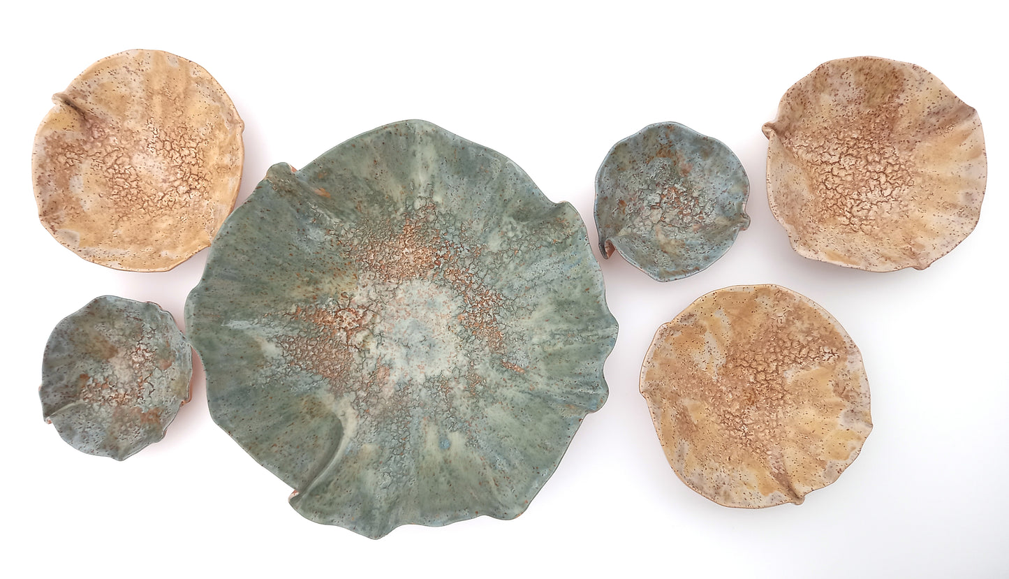 Sage Green and Beige Ceramic Wall Art - Modern Flower Sculpture - Made to Order