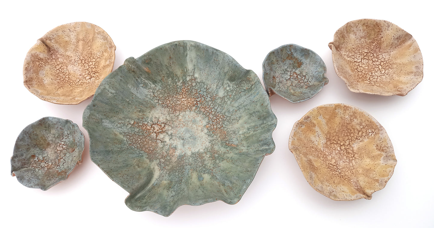 Sage Green and Beige Ceramic Wall Art - Modern Flower Sculpture - Made to Order
