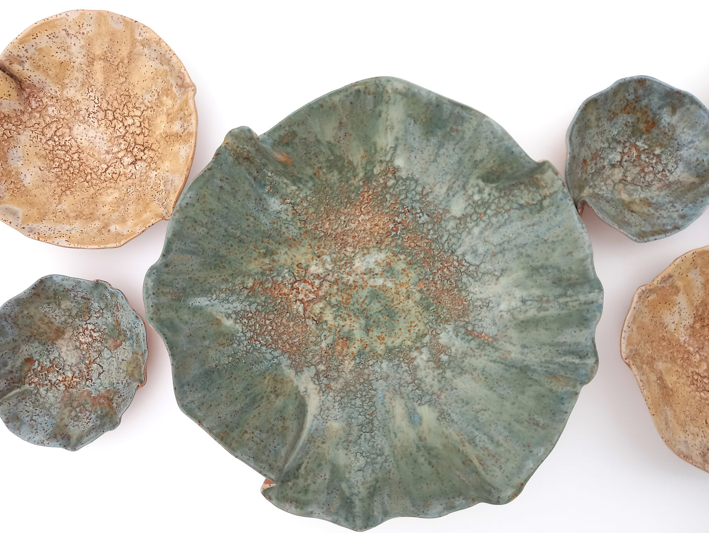 Sage Green and Beige Ceramic Wall Art - Modern Flower Sculpture - Made to Order