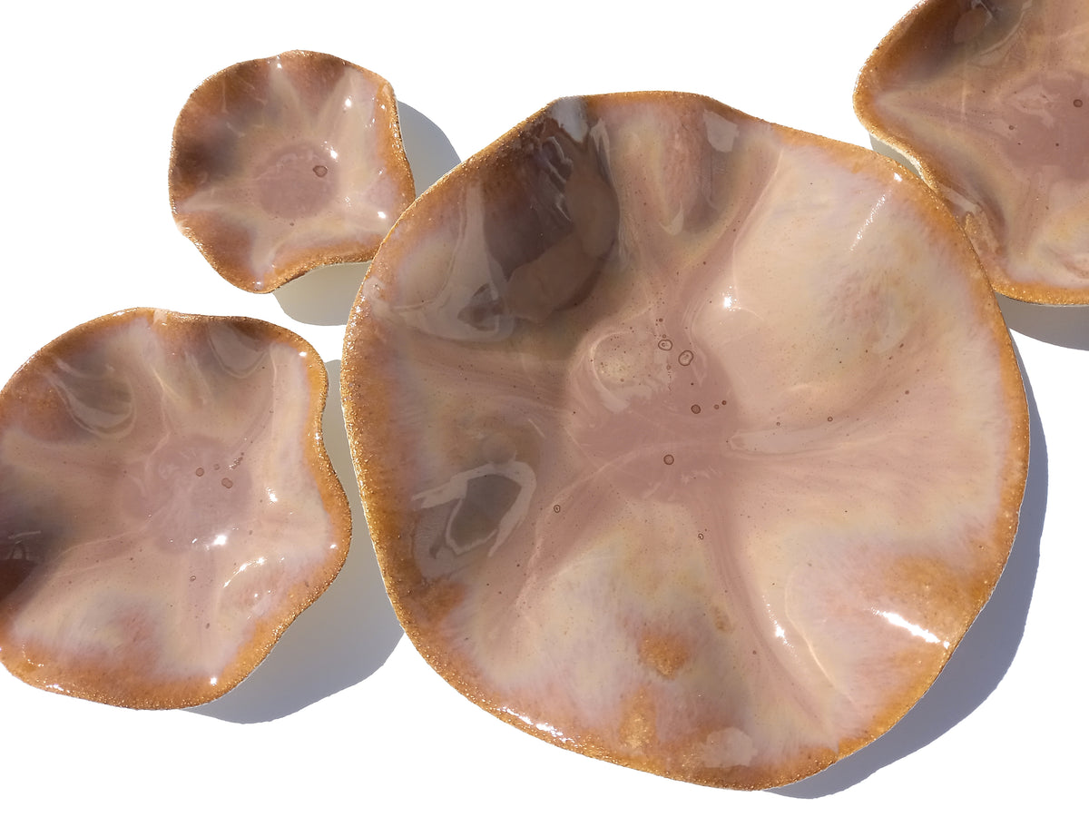 Desert Blush & Caramel Porcelain Art Sculpture: Custom Ceramic Wall Decor, Made to Order