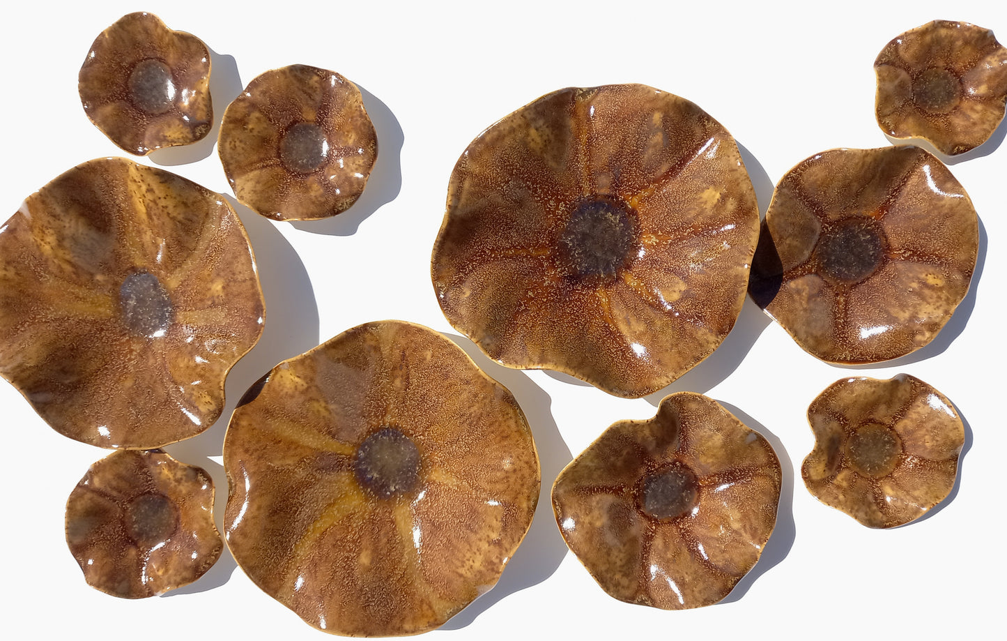Amber Earth & Ochre Porcelain Tulip Wall Art Sculpture Set - Handmade to Order