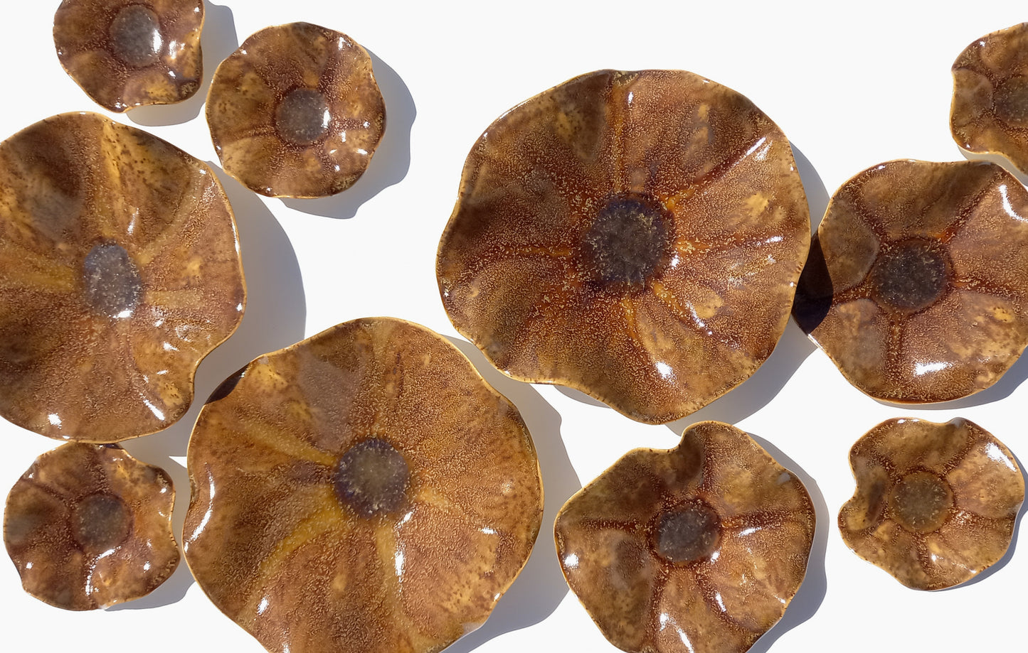 Amber Earth & Ochre Porcelain Tulip Wall Art Sculpture Set - Handmade to Order