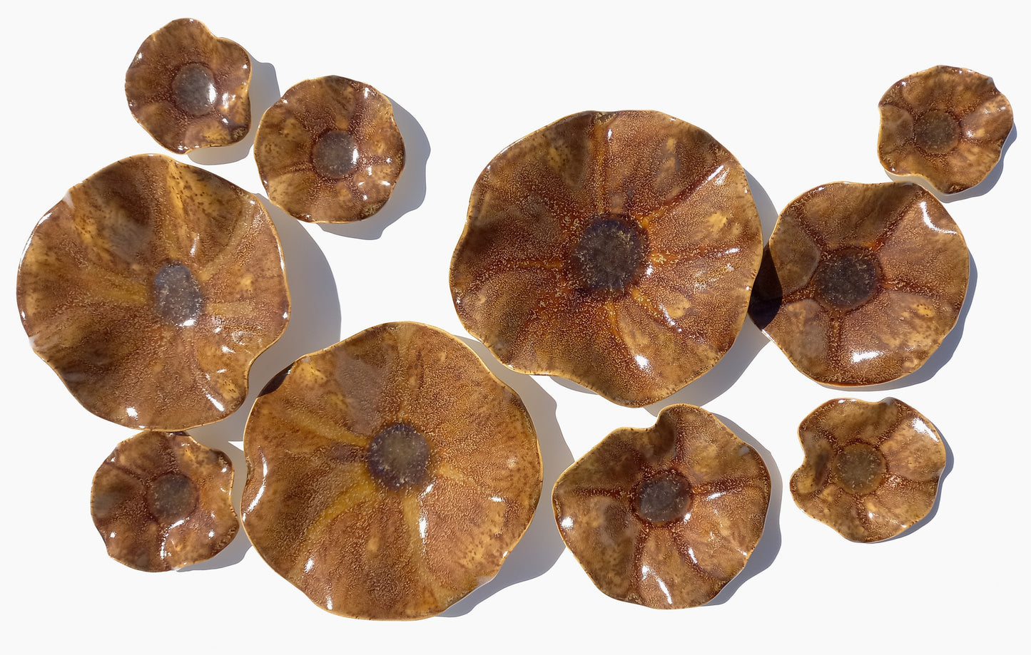 Amber Earth & Ochre Porcelain Tulip Wall Art Sculpture Set - Handmade to Order