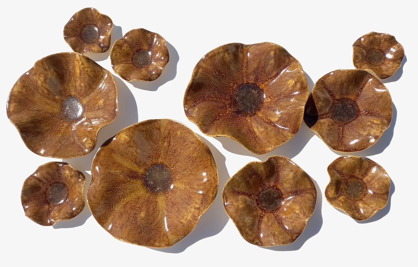 Amber Earth & Ochre Porcelain Tulip Wall Art Sculpture Set - Handmade to Order