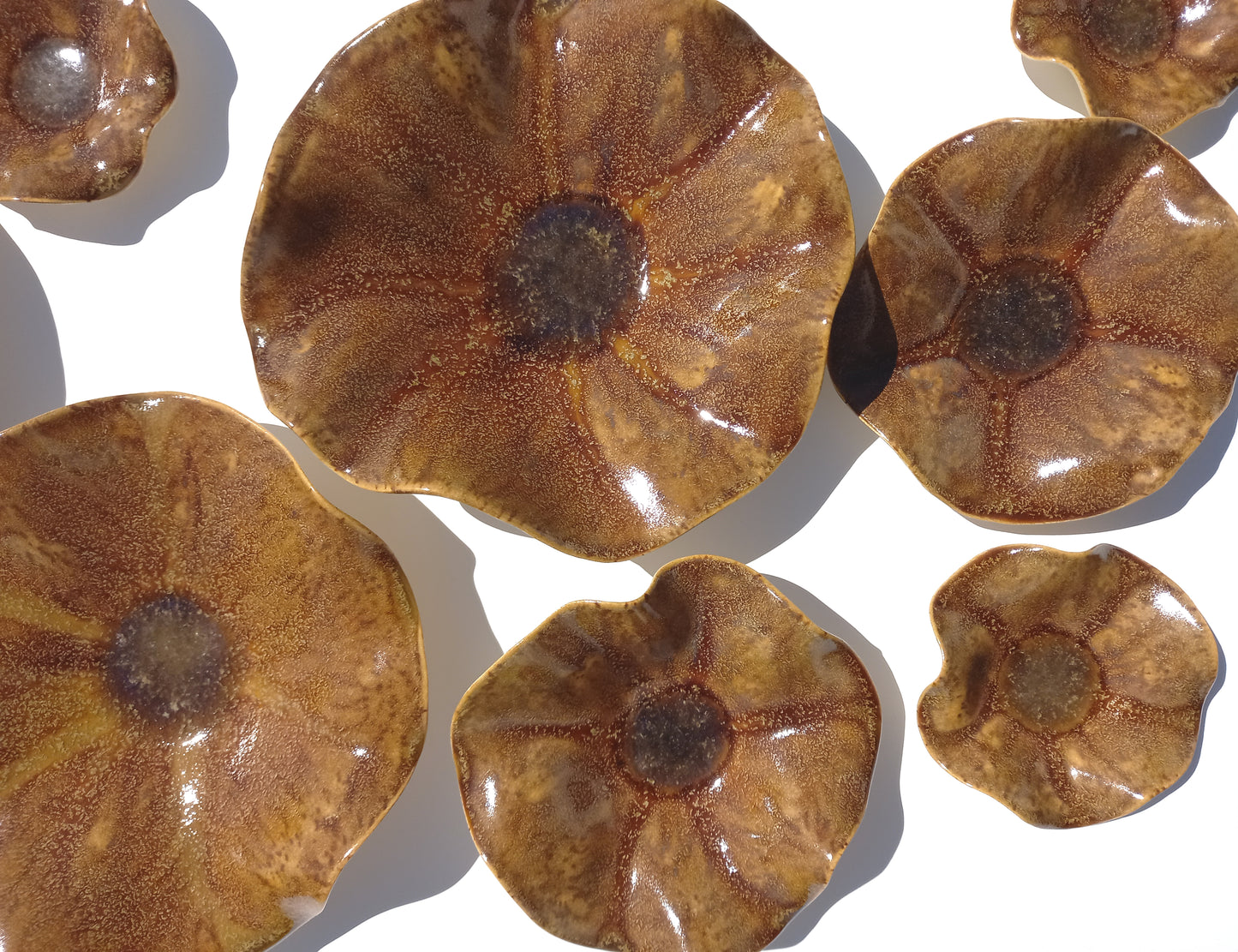 Amber Earth & Ochre Porcelain Tulip Wall Art Sculpture Set - Handmade to Order