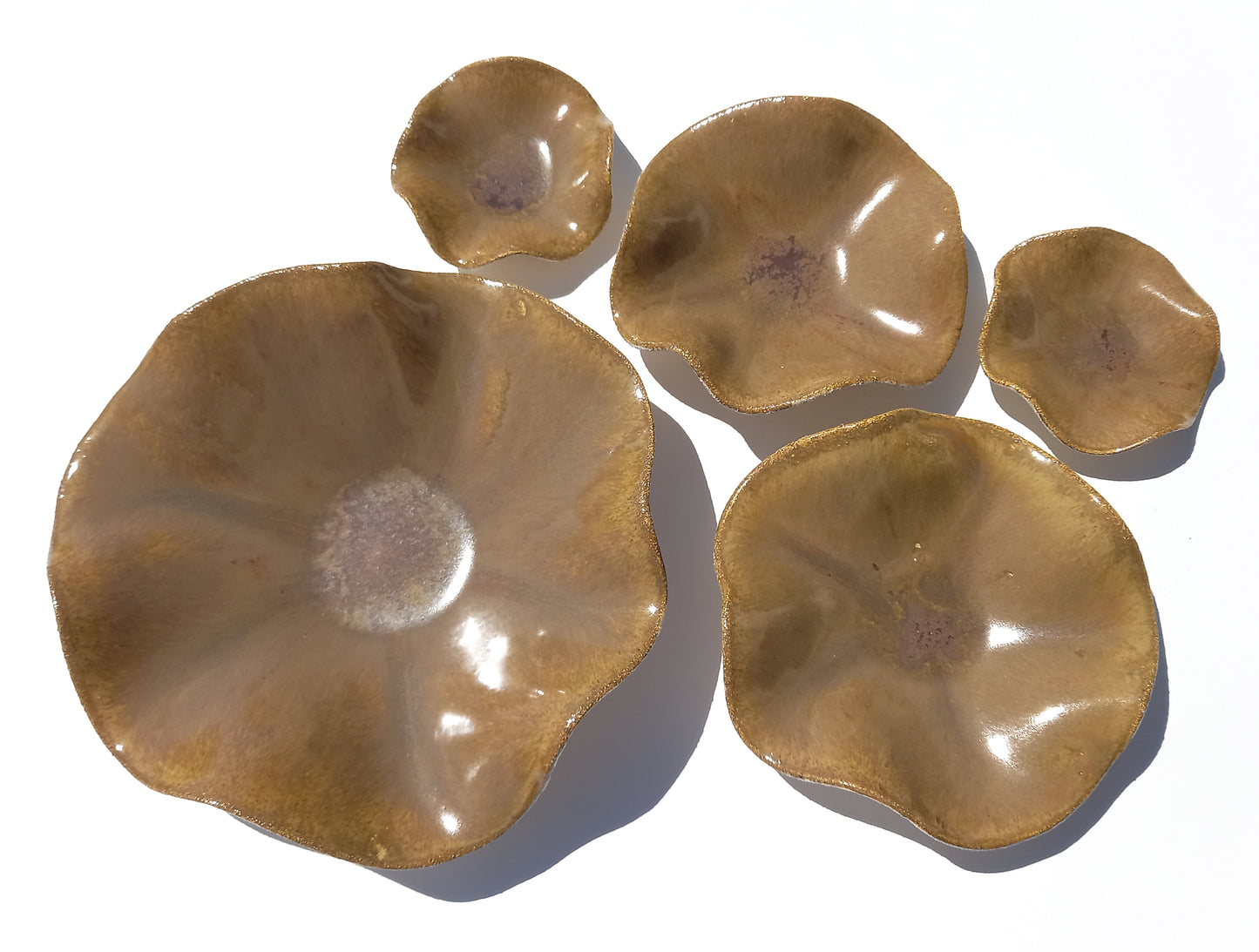 Warm Caramel Ceramic Wall Installation, Organic Art Sculpture, Made to Order