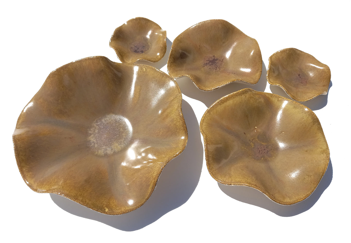 Warm Caramel Ceramic Wall Installation, Organic Art Sculpture, Made to Order