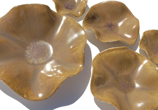 Warm Caramel Ceramic Wall Installation, Organic Art Sculpture, Made to Order