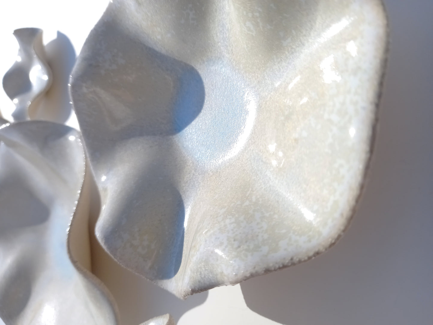 Alabaster White & Ice Blue Porcelain Art Sculpture: Custom Ceramic Wall Decor, Made to Order