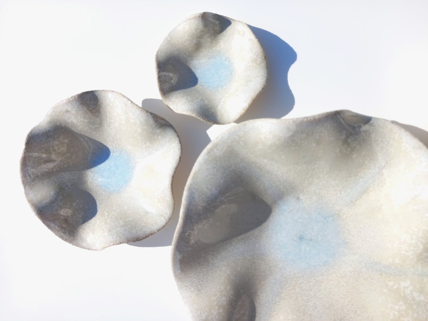 Alabaster White & Ice Blue Porcelain Art Sculpture: Custom Ceramic Wall Decor, Made to Order