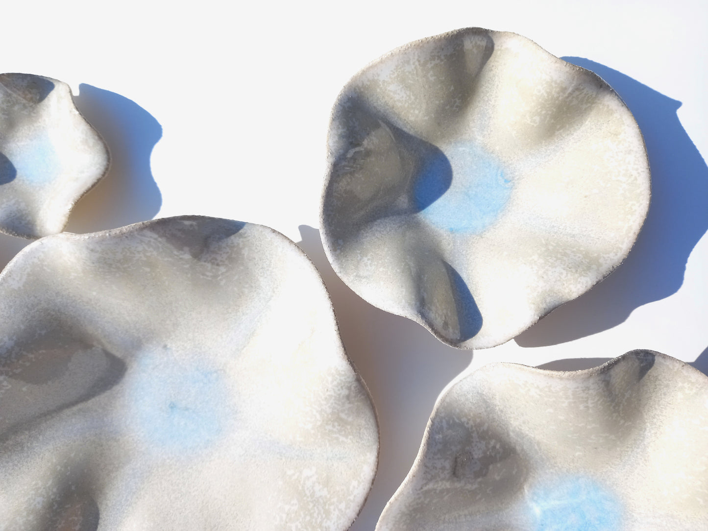 Alabaster White & Ice Blue Porcelain Art Sculpture: Custom Ceramic Wall Decor, Made to Order
