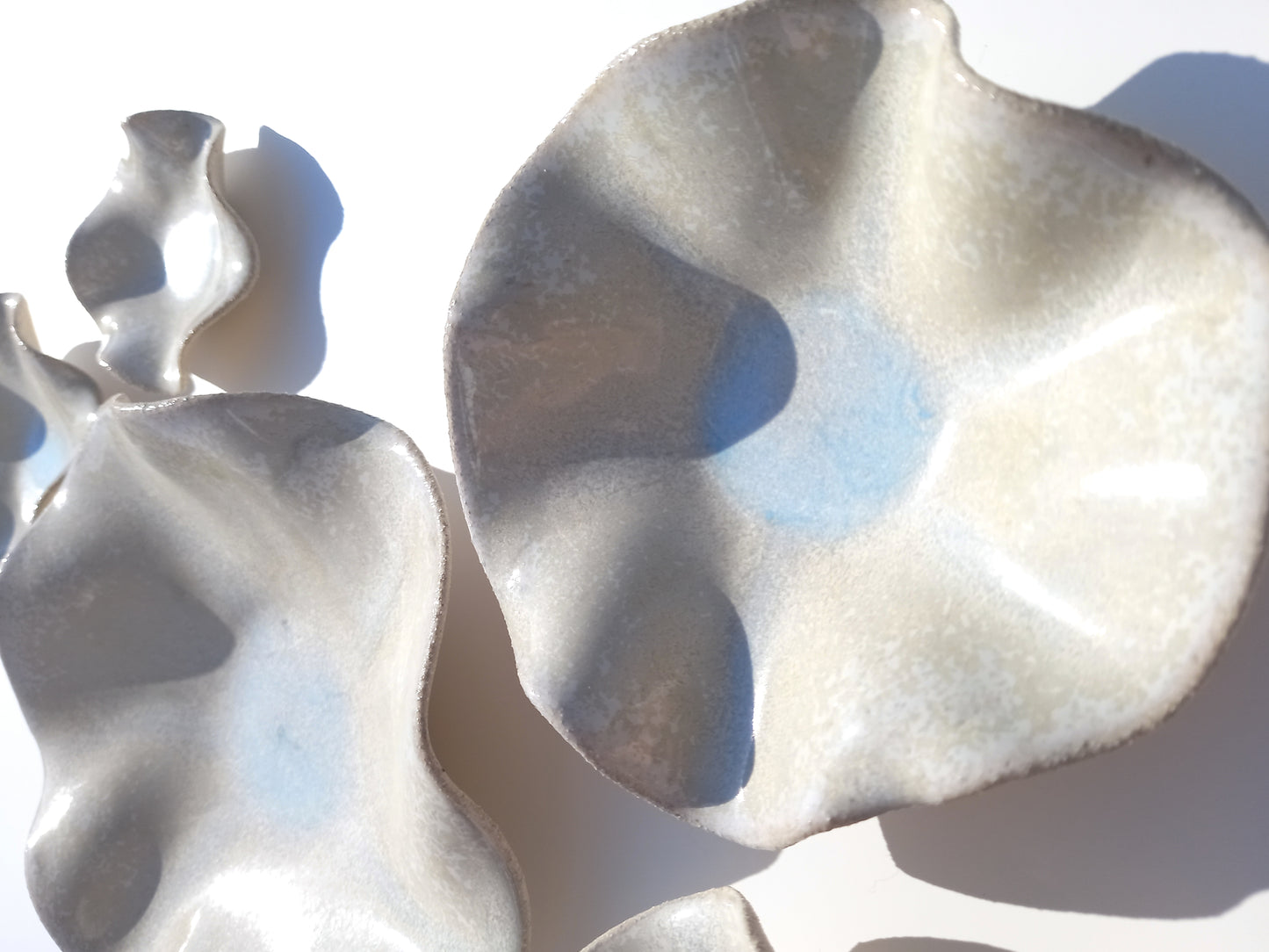 Alabaster White & Ice Blue Porcelain Art Sculpture: Custom Ceramic Wall Decor, Made to Order