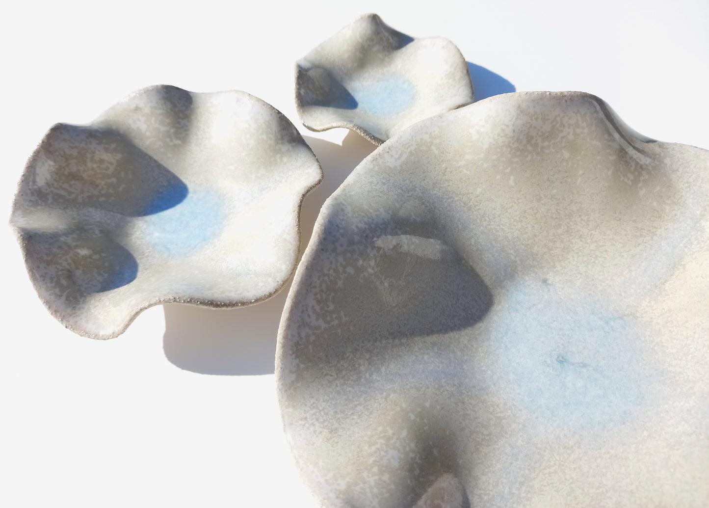 Alabaster White & Ice Blue Porcelain Art Sculpture: Custom Ceramic Wall Decor, Made to Order