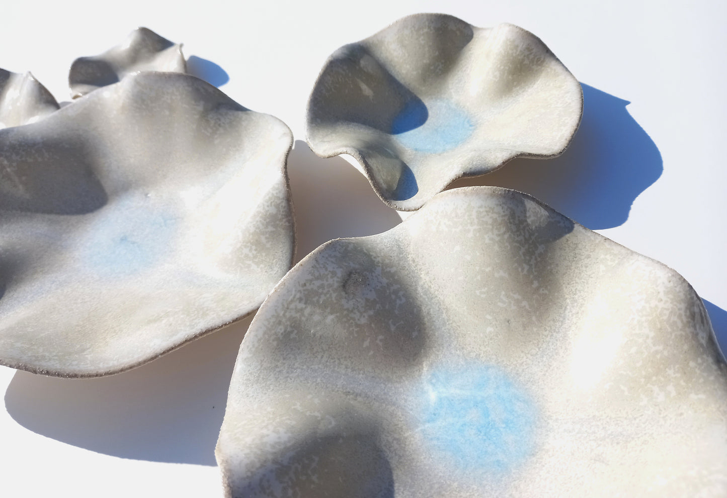 Alabaster White & Ice Blue Porcelain Art Sculpture: Custom Ceramic Wall Decor, Made to Order