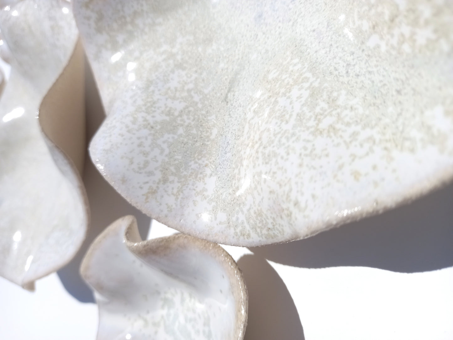 Alabaster Speckle White Porcelain Art Sculpture: Ivory Ceramic Wall Decor, Made to Order