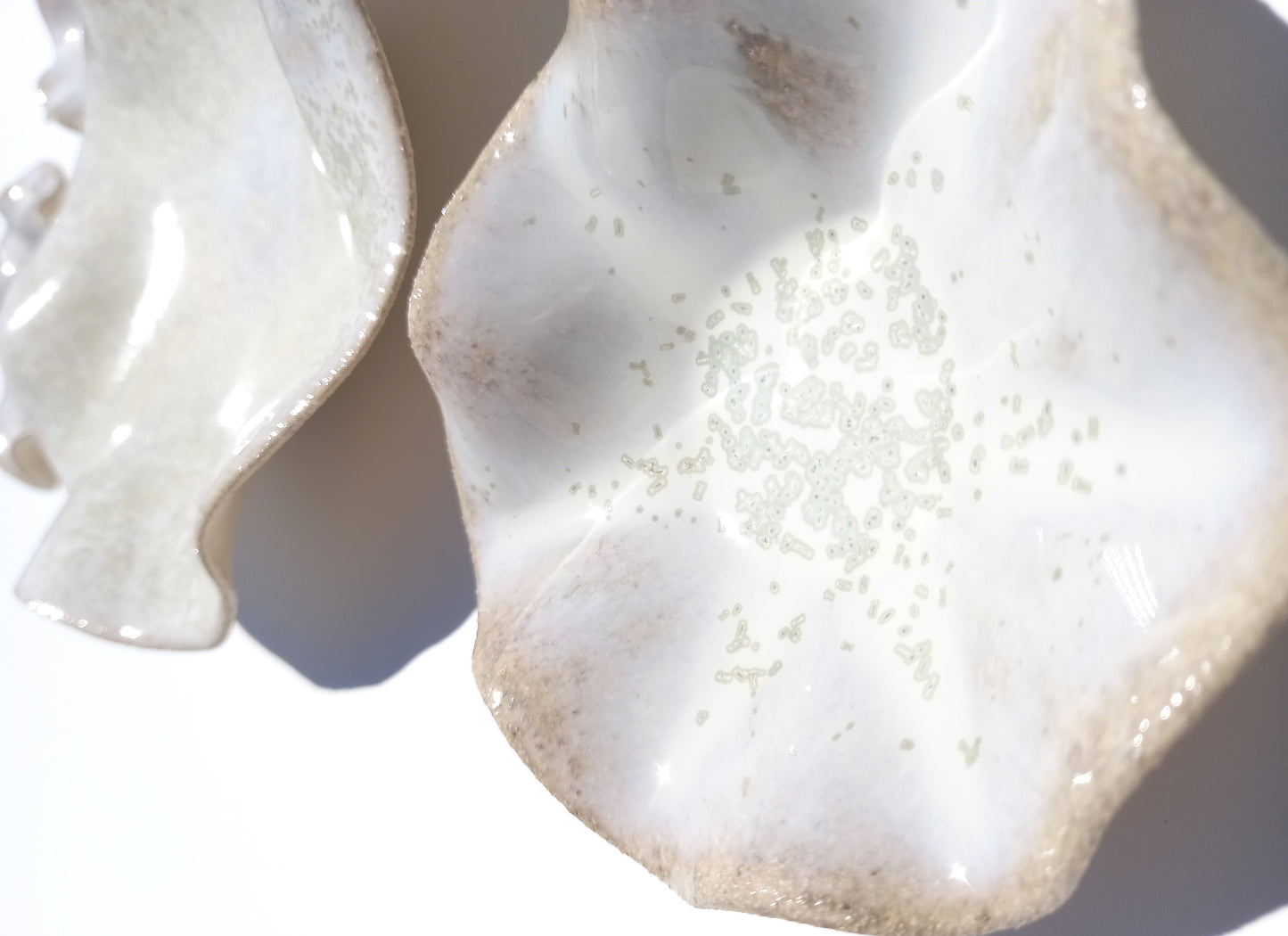 Alabaster Speckle White Porcelain Art Sculpture: Ivory Ceramic Wall Decor, Made to Order