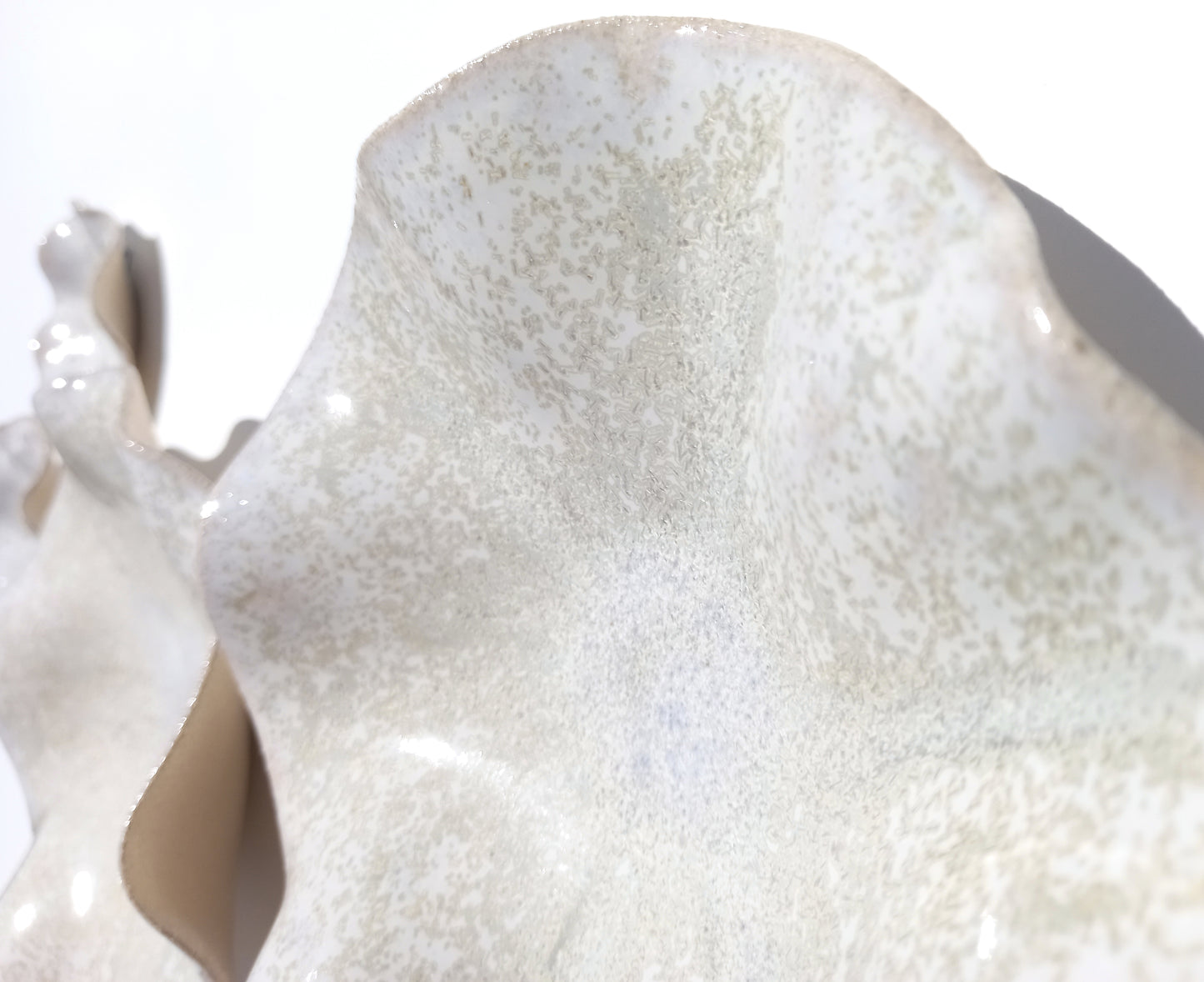 Alabaster Speckle White Porcelain Art Sculpture: Ivory Ceramic Wall Decor, Made to Order
