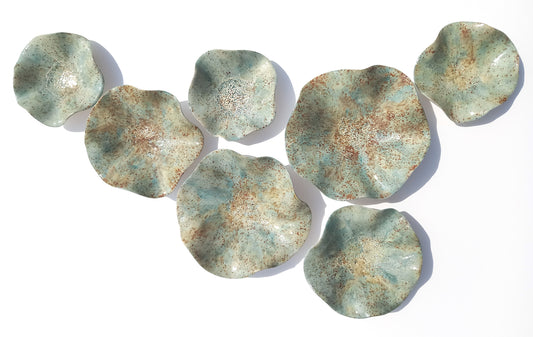 Sage Green and Rust Ceramic Wall Art: Art Installation Sculpture, Made to Order