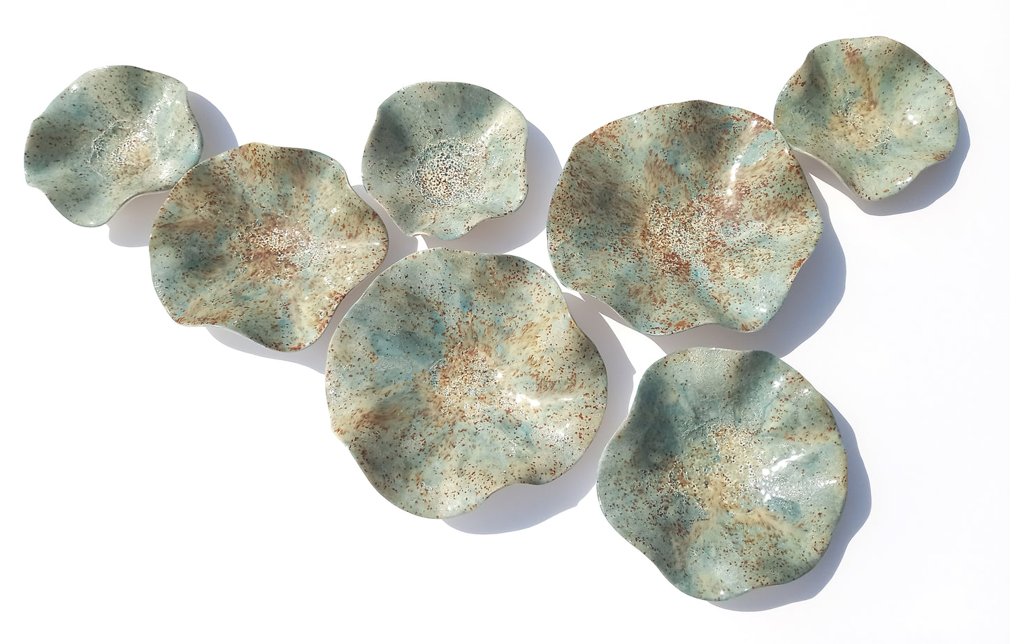 Sage Green and Rust Ceramic Wall Art: Art Installation Sculpture, Made to Order