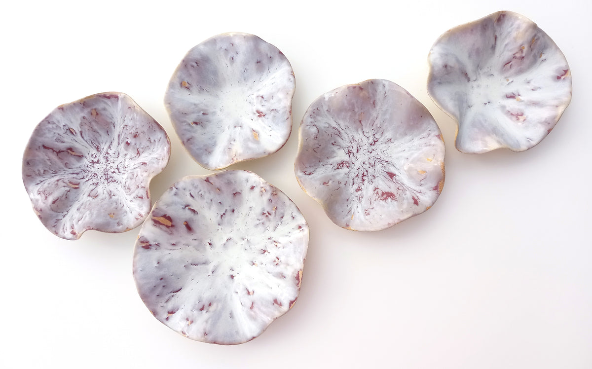 Heather Mauve and Opaline Wall Sculptures: Sculpted Ceramic Art - MADE TO ORDER