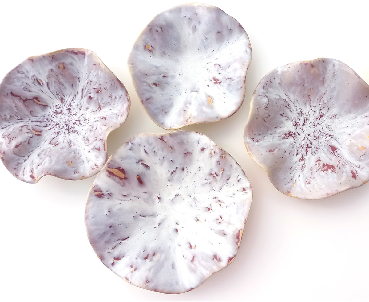 Heather Mauve and Opaline Wall Sculptures: Sculpted Ceramic Art - MADE TO ORDER