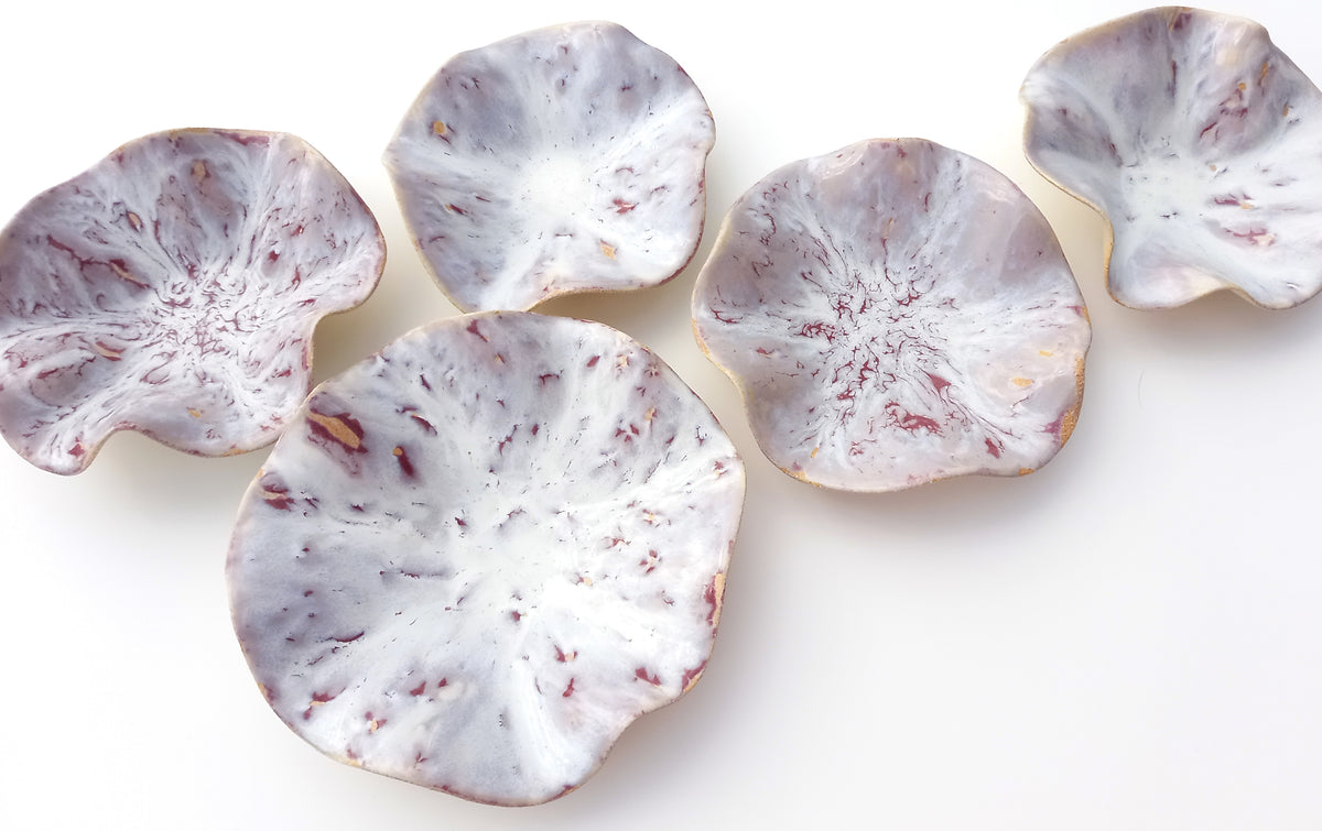 Heather Mauve and Opaline Wall Sculptures: Sculpted Ceramic Art - MADE TO ORDER