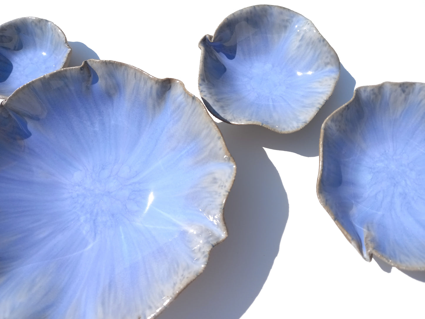 Cornflower Blue Porcelain Art Sculpture: Periwinkle Ceramic Wall Decor, Made to Order