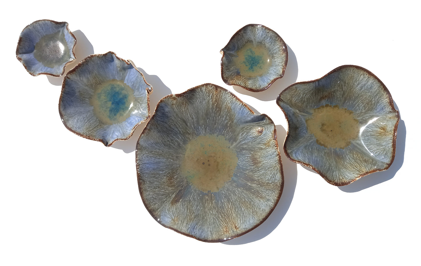 Smoky Blue with Ochre Accent Porcelain Art Sculpture: Ceramic Wall Decor, Made to Order
