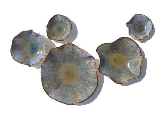 Smoky Blue with Ochre Accent Porcelain Art Sculpture: Ceramic Wall Decor, Made to Order