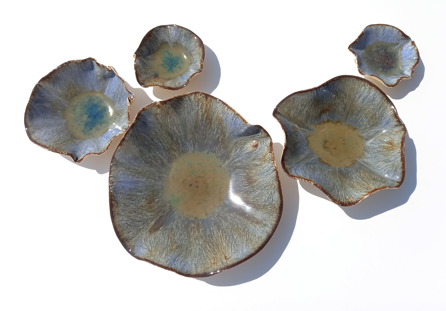 Smoky Blue with Ochre Accent Porcelain Art Sculpture: Ceramic Wall Decor, Made to Order
