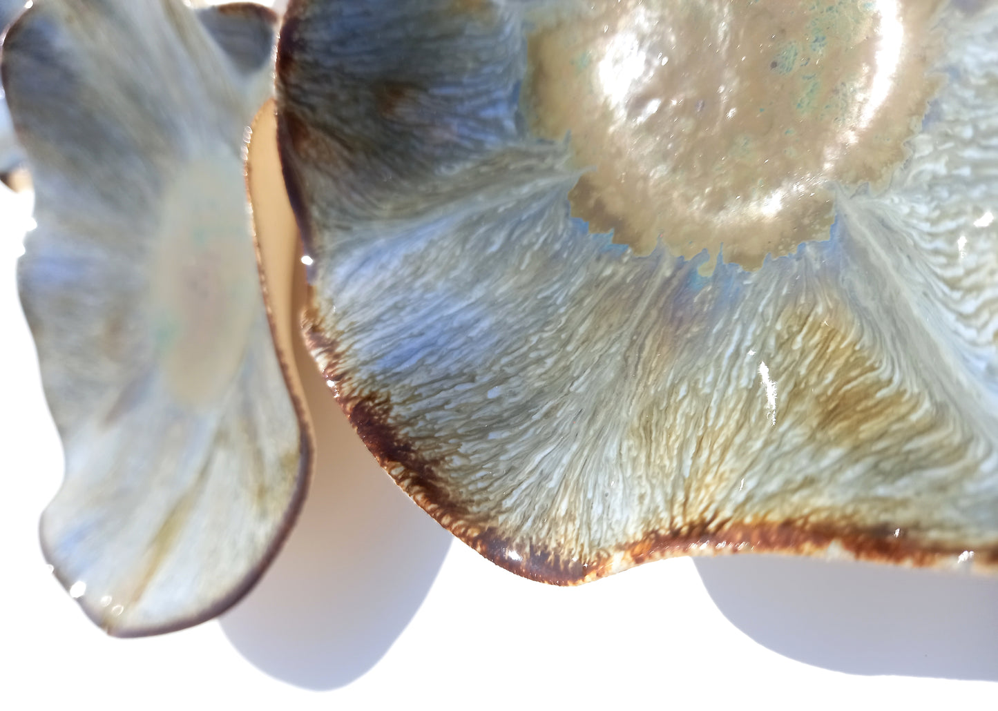 Smoky Blue with Ochre Accent Porcelain Art Sculpture: Ceramic Wall Decor, Made to Order