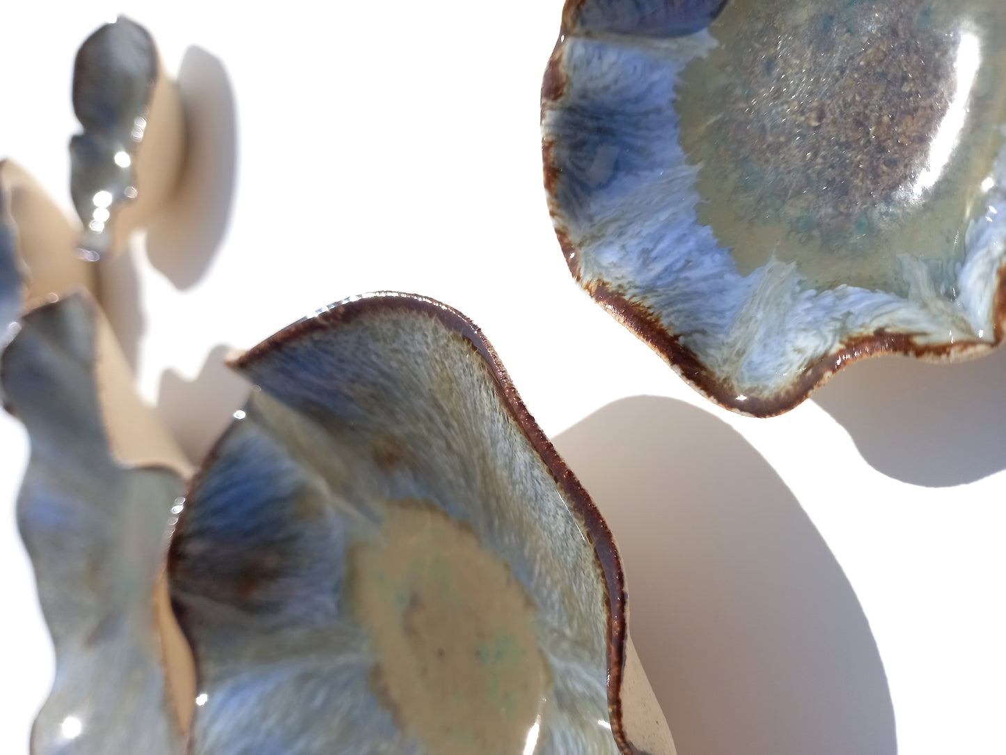 Smoky Blue with Ochre Accent Porcelain Art Sculpture: Ceramic Wall Decor, Made to Order