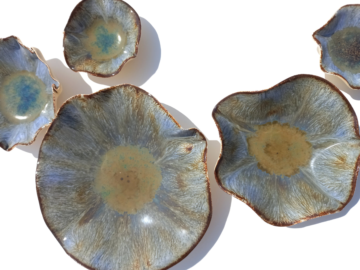 Smoky Blue with Ochre Accent Porcelain Art Sculpture: Ceramic Wall Decor, Made to Order