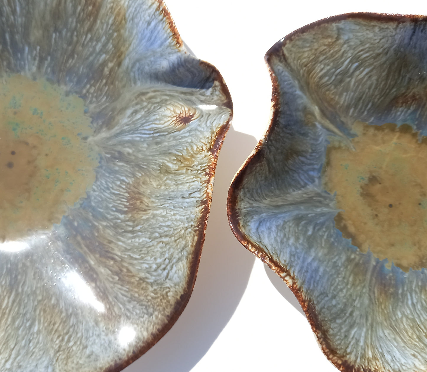 Smoky Blue with Ochre Accent Porcelain Art Sculpture: Ceramic Wall Decor, Made to Order