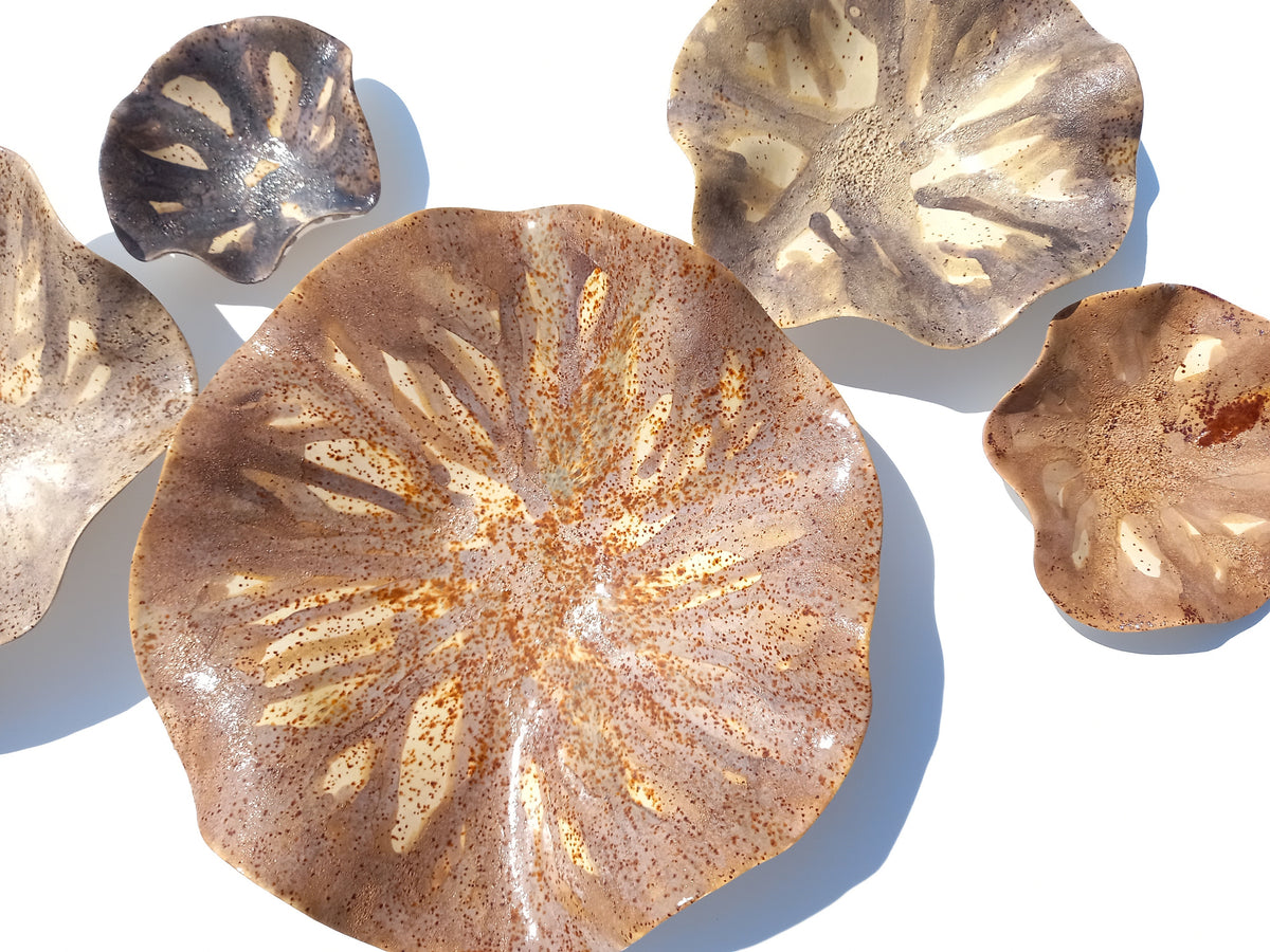 Greige & Chestnut Ceramic Wall Decor - Fine Art Sculpture, Made to Order