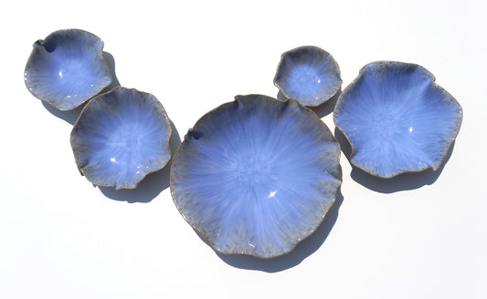 Cornflower Blue Porcelain Art Sculpture: Periwinkle Ceramic Wall Decor, Made to Order