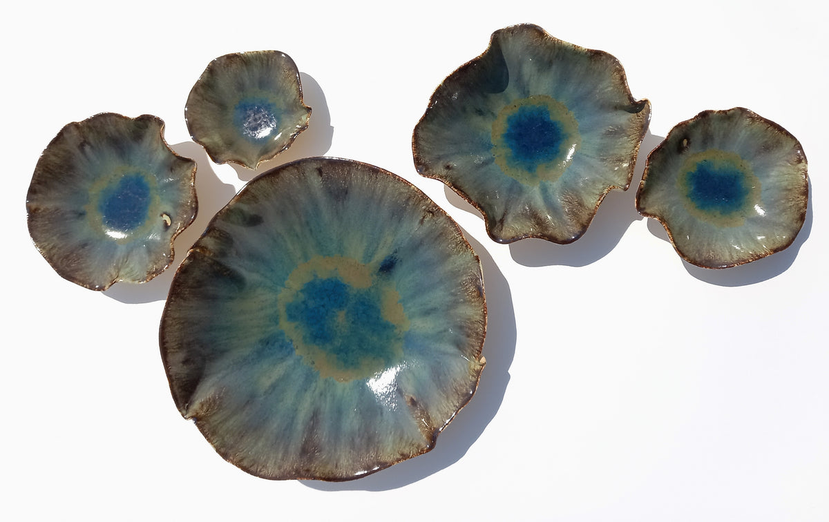 Midnight Teal Wall Sculptures: Sculpted Ceramic Art - MADE TO ORDER