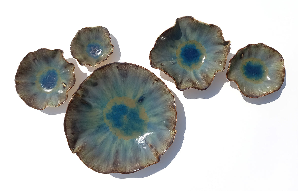Midnight Teal Wall Sculptures: Sculpted Ceramic Art - MADE TO ORDER