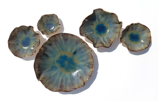 Midnight Teal Wall Sculptures: Sculpted Ceramic Art - MADE TO ORDER